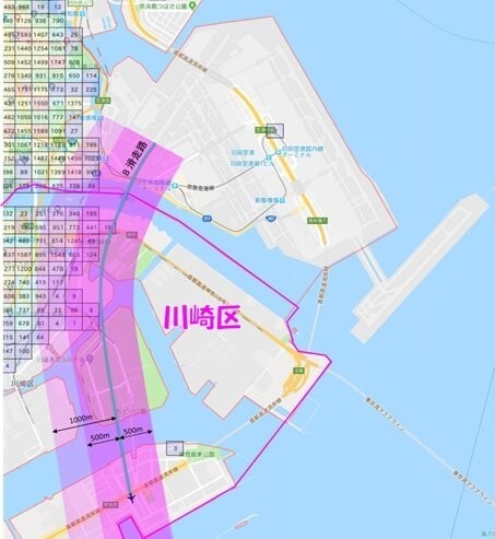 羽田新ルートは川崎市の東側上空を飛行する