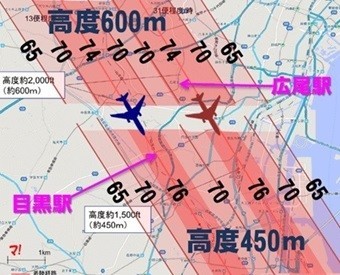 広尾駅（港区）周辺の騒音レベル：約72dB