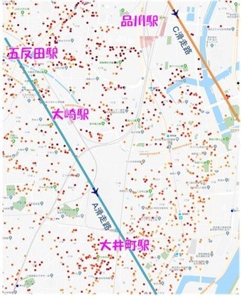 品川区内を通過する新飛行ルート
