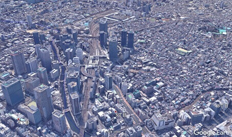 高度400ｍからの大崎駅周辺写真