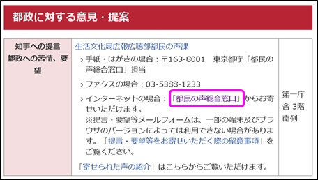 都政に対する意見・提案