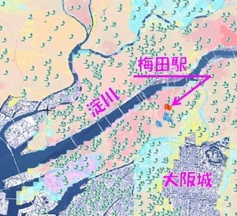 「重ねるハザードマップ」梅田駅