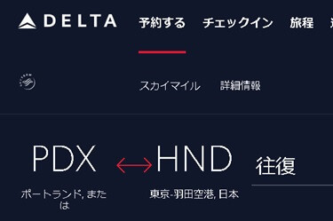 デルタ空港のサイトにアクセス