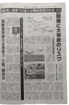 赤旗日曜版のスクープ「理由は米軍基地」6面
