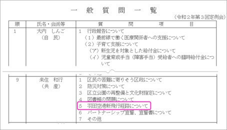 20年第3回定例会で一般質問