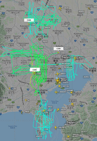 セスナ機による空撮状況(21年1月1日)