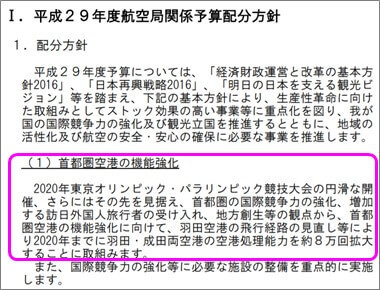 17年度(平成29年度)航空局関係予算の配分方針