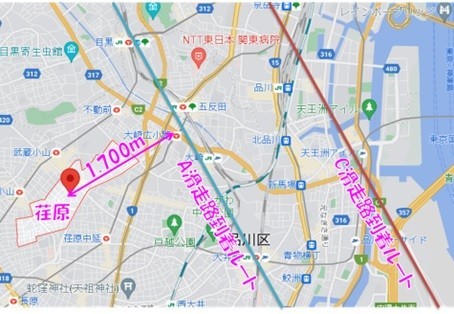 新ルートまでの最短距離の計測方法