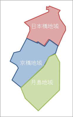 東京都中央区_3地域の白地図