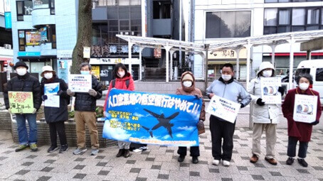 「都心低空飛行に反対する江戸川区民の会」は、毎週水曜の朝スタンディング
