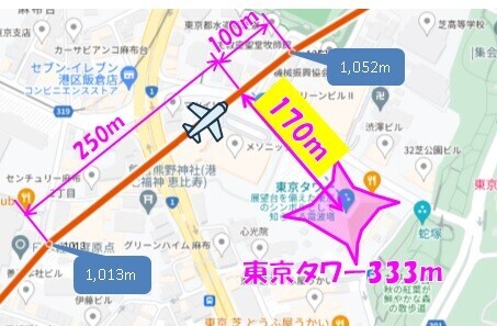 東京タワーに接近していた