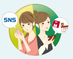 SNSでお届け機能と受取場所変更のイラスト