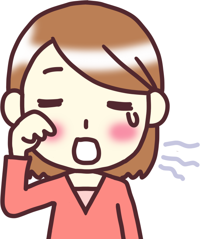 女性が眠そうにあくびをしているイラスト