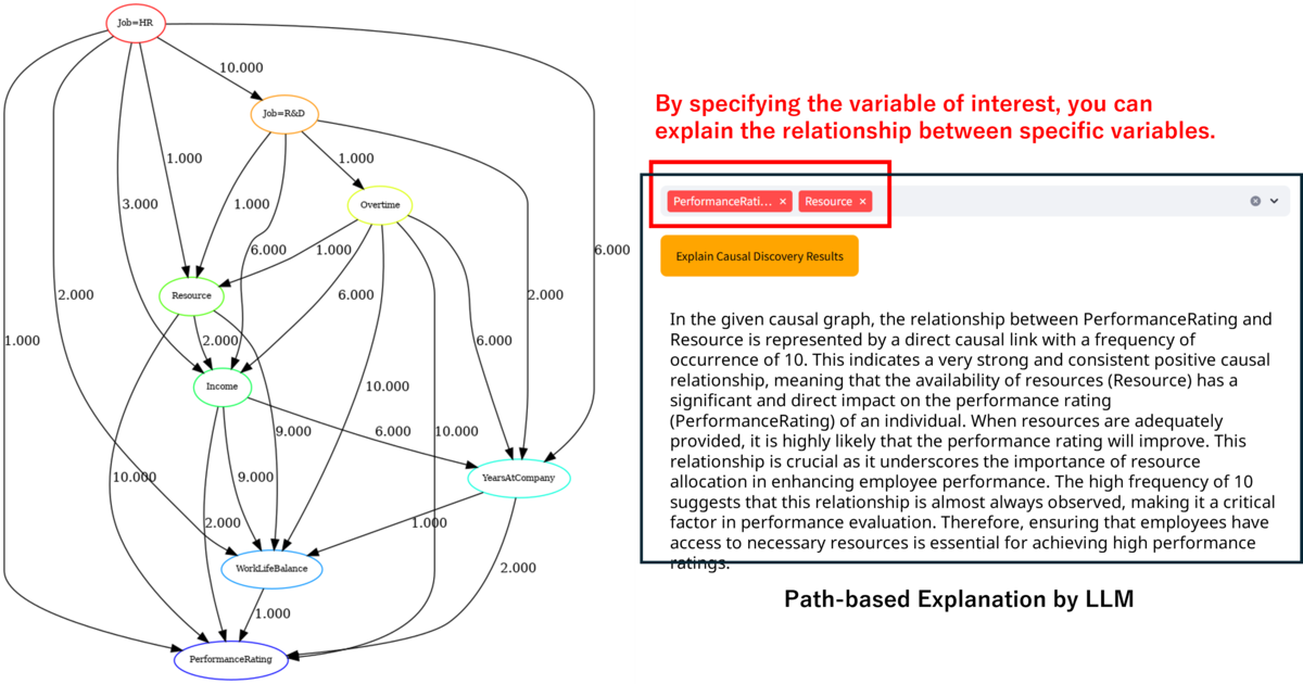 Causal Graph Explanation Generation