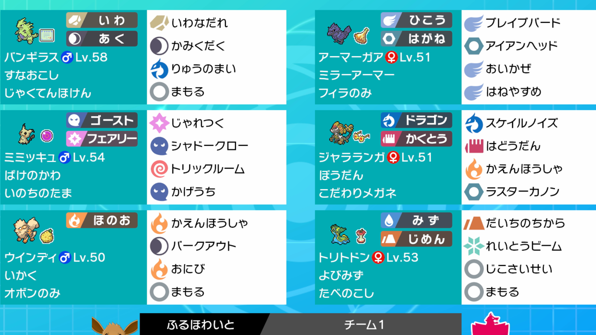 剣盾シーズン1ダブルで使ってきた子達まとめ メモ程度 ふるほわめもりぃ