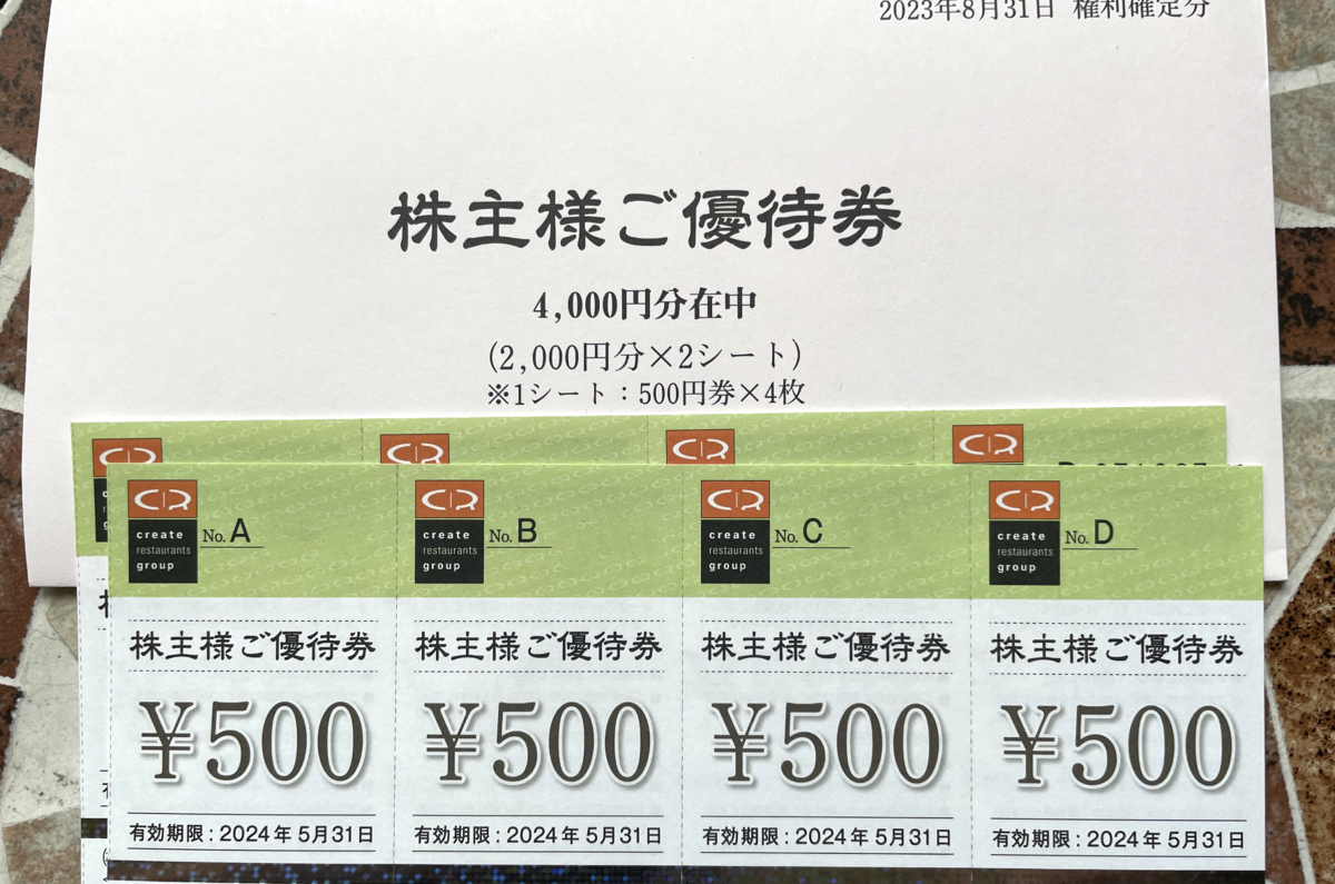 クリエイトレストランツ 株主優待券16,000円分 クリレス かごの屋 磯丸  