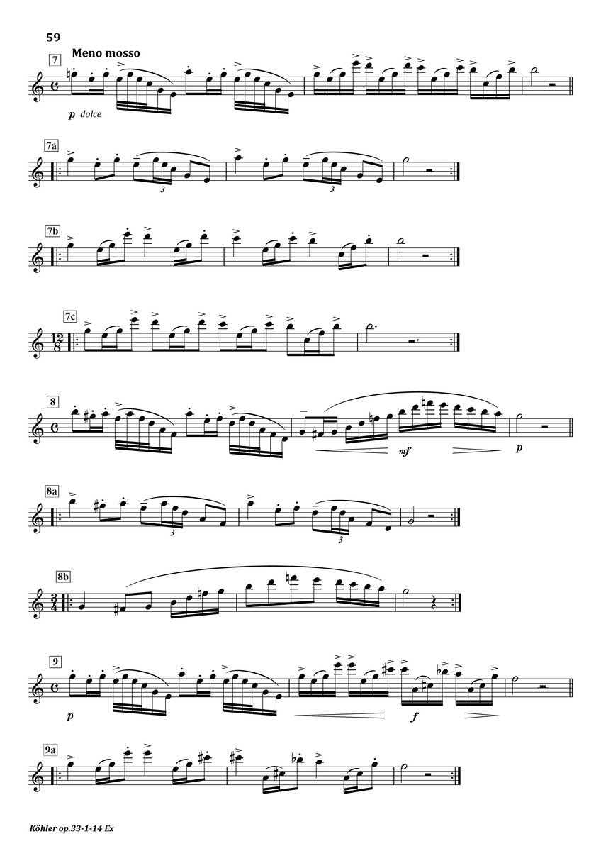 Koehler : op.33-1 No.14 - フルート上達の秘伝