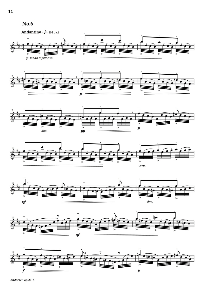 Andersen : op.21 No.6 - フルート上達の秘伝