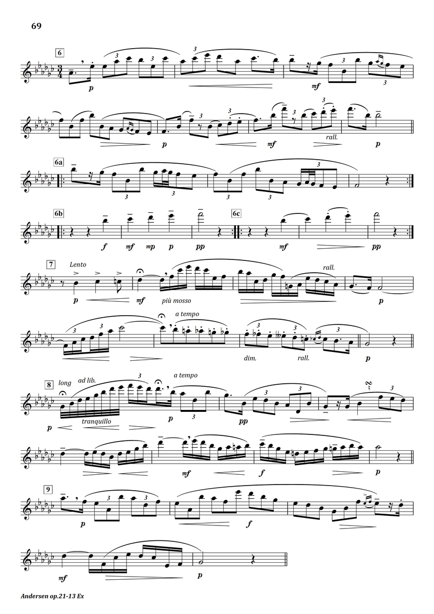 Andersen : op.21 No.13 - フルート上達の秘伝