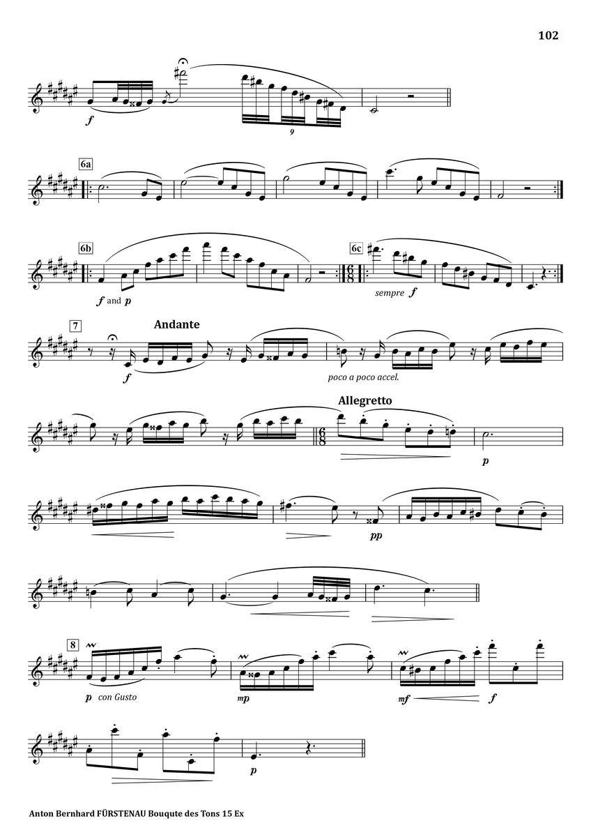 モイーズ　フュルステナウの練習曲　OP.15 Furstenau : Bouquet des Tons No.15 - フルート上達の秘伝