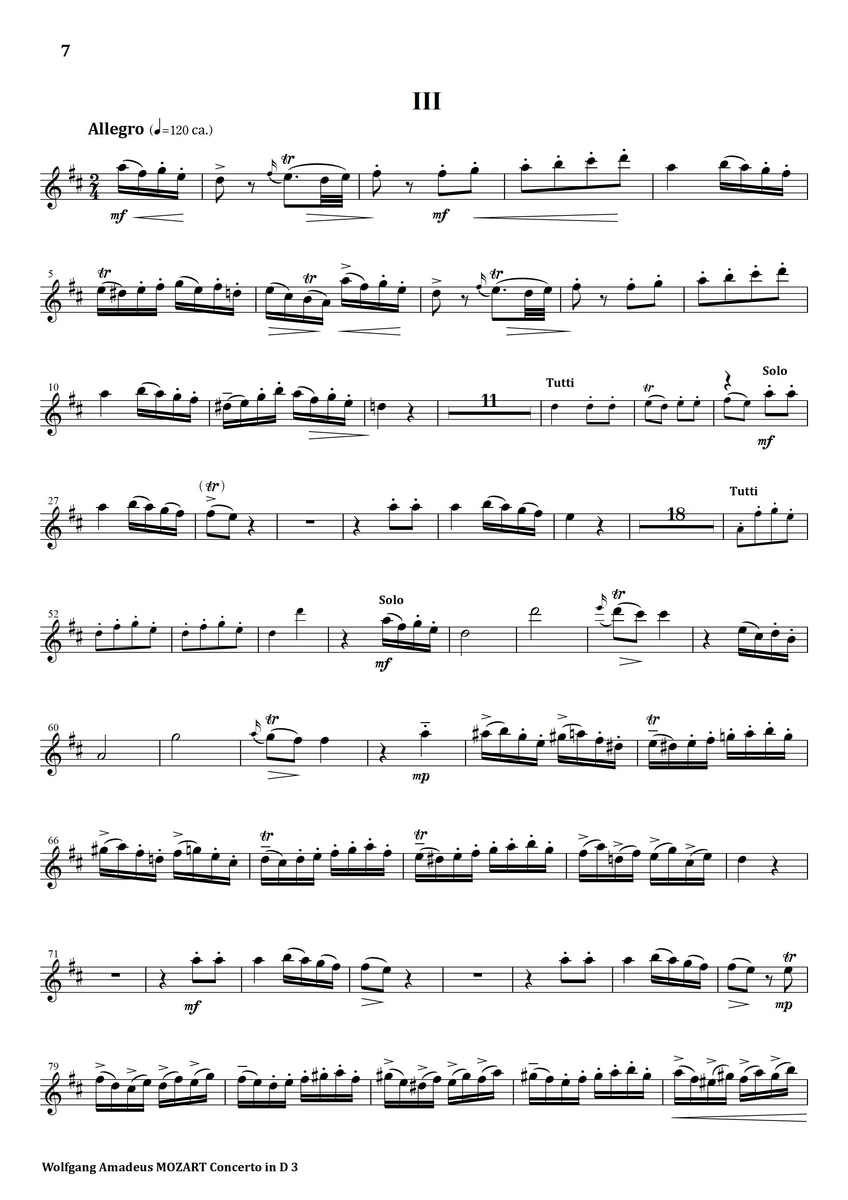 Mozart : Concerto in D major 3rd mov. - フルート上達の秘伝