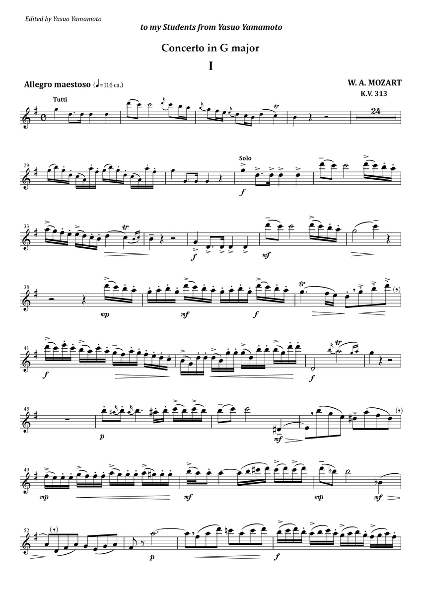 Mozart : Concerto in G major 1st mov. - フルート上達の秘伝