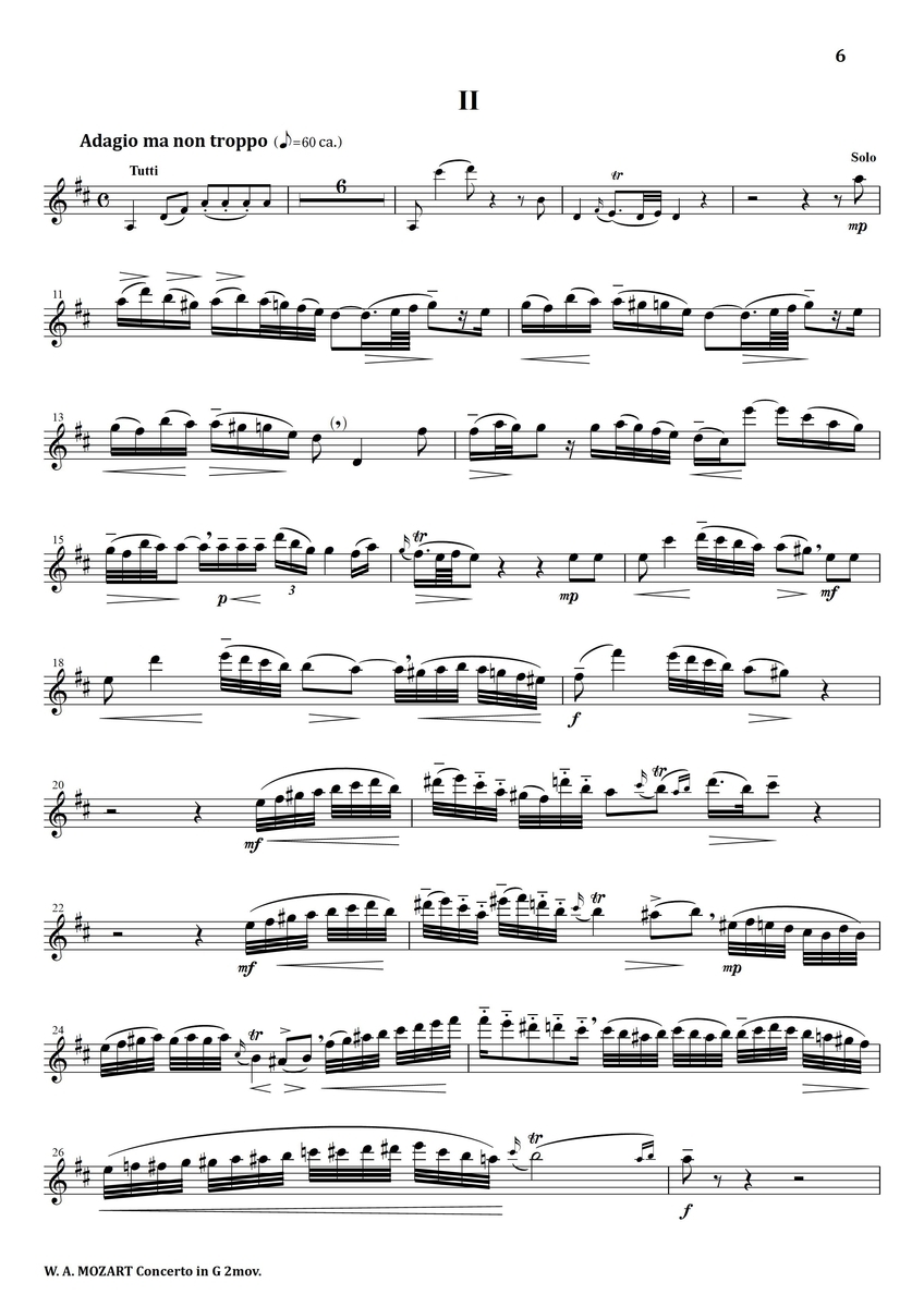 Mozart : Concerto in G major 2nd mov. - フルート上達の秘伝