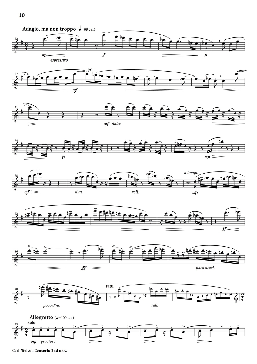 Nielsen Concerto 2nd mov. フルート上達の秘伝