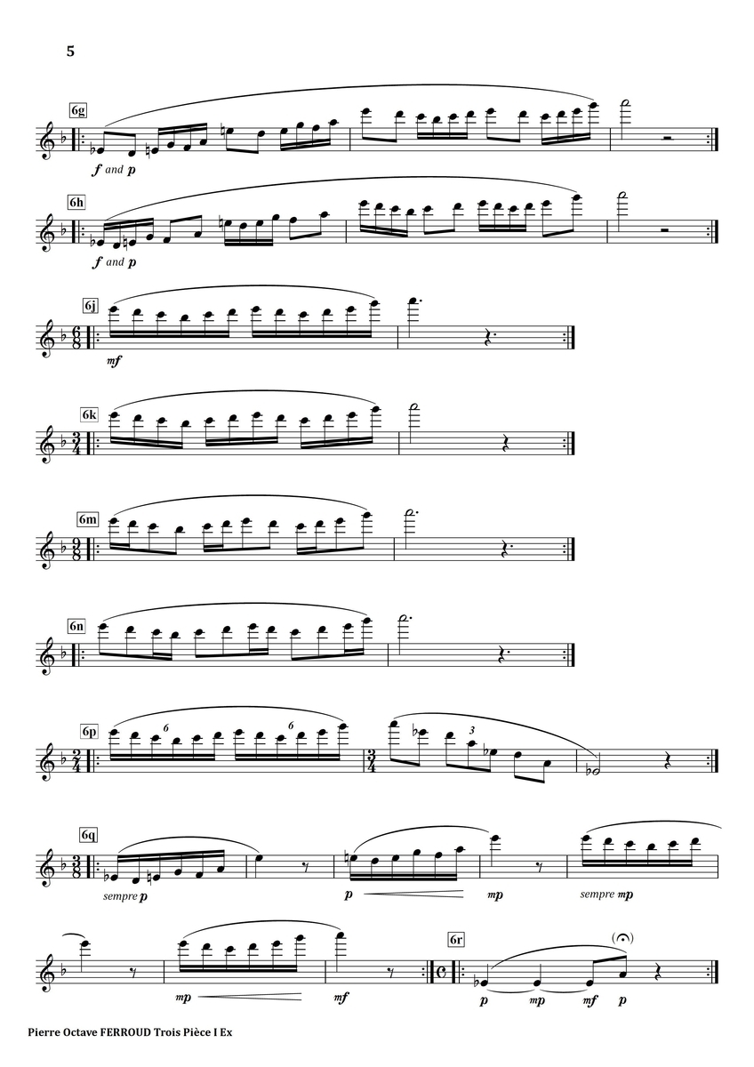 Ferroud Trois Pieces I. Bergere Captive フルート上達の秘伝