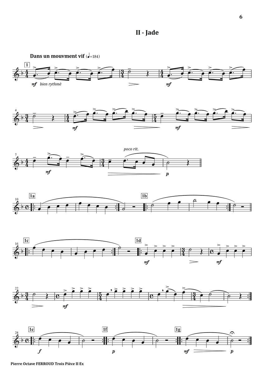 Ferroud Trois Pieces II. Jade フルート上達の秘伝