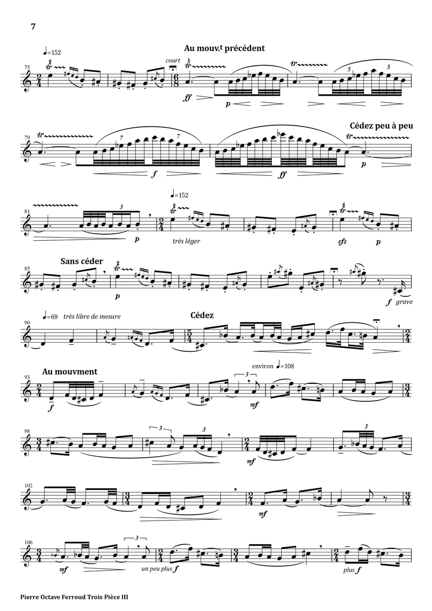 Ferroud Trois Pieces III. Toan Yan フルート上達の秘伝