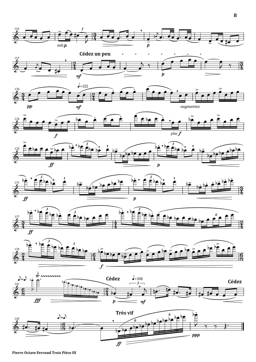 Ferroud Trois Pieces III. Toan Yan フルート上達の秘伝