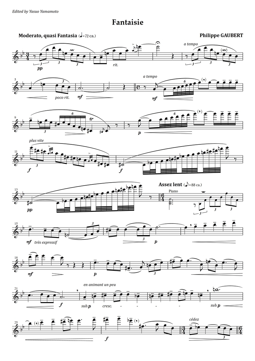 Gaubert : Fantaisie - フルート上達の秘伝
