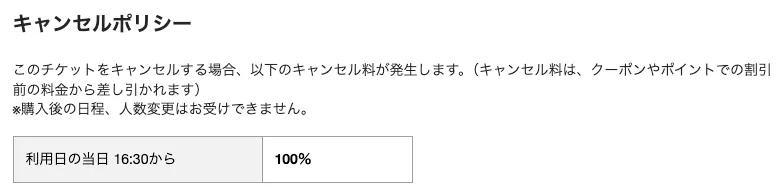 実際のキャンセルポリシー
