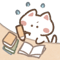 一生懸命勉強する猫