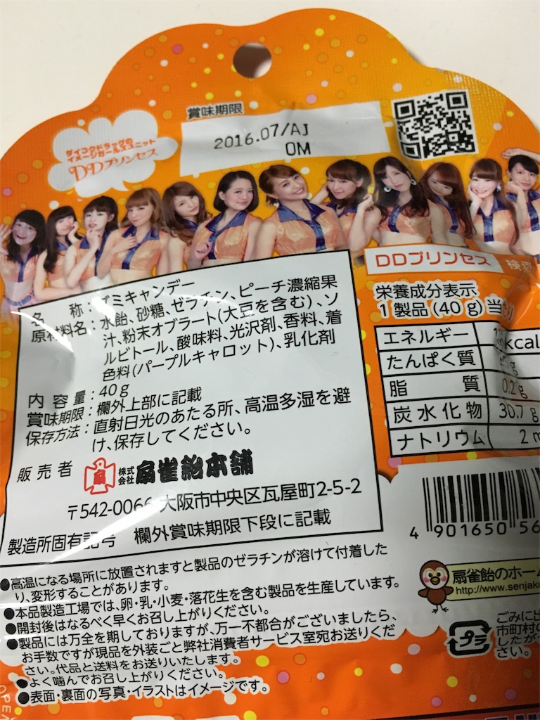 成分表示など