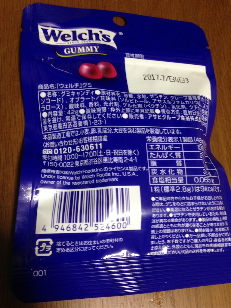 成分表示など