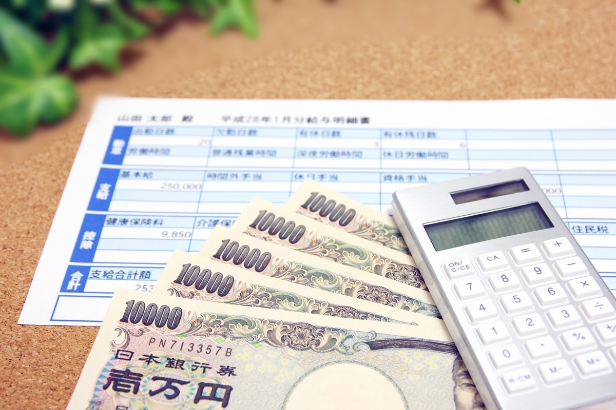 給与明細とお札