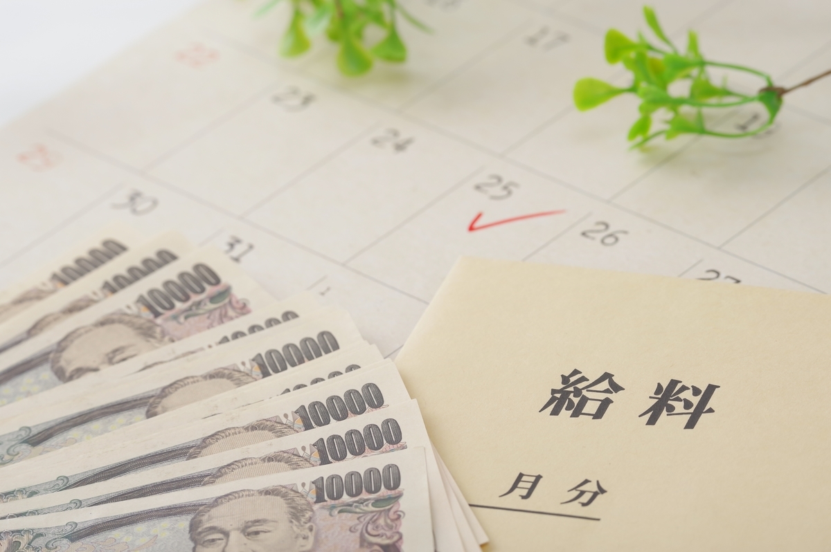 給料袋とお札とカレンダー
