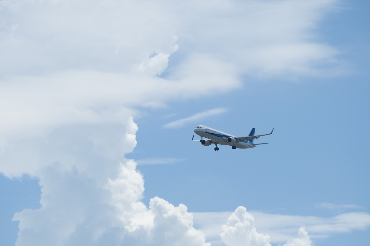 空を飛ぶ飛行機