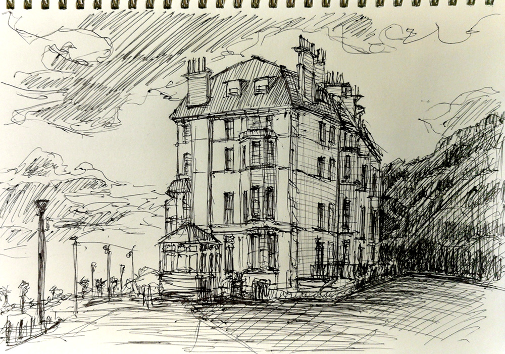 ペンで建物を描く - 描いた絵の記録