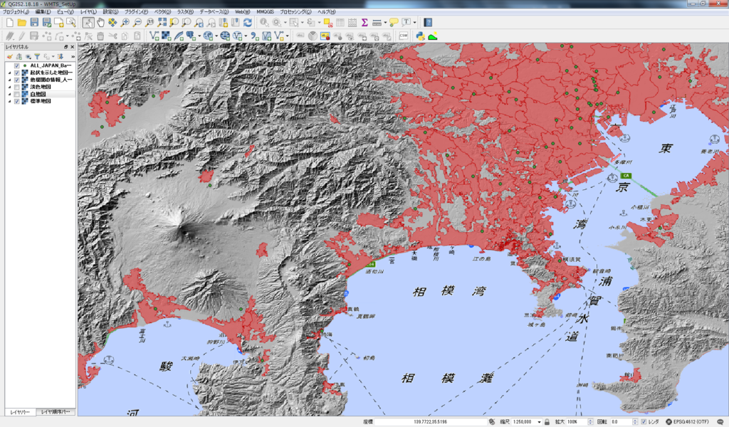 白地図を非表示にしたことで様々なものが鮮明に見えるようになった