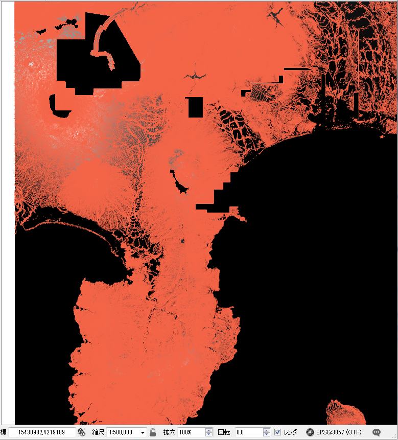 50万分の1という縮尺では、等高線の本数が多すぎて塗りつぶされてしまう。