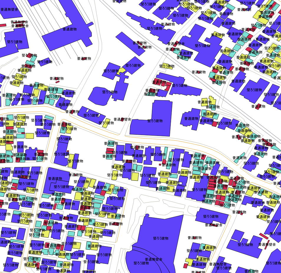 建物の「type」のひとつで1400しかない「普通無壁舎」を探した。
