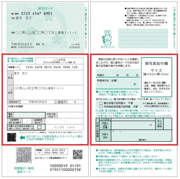 マイナンバー通知カード・個人番号カード交付申請書