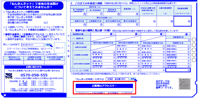 ねんきん定期便イメージ図（アクセスキー）