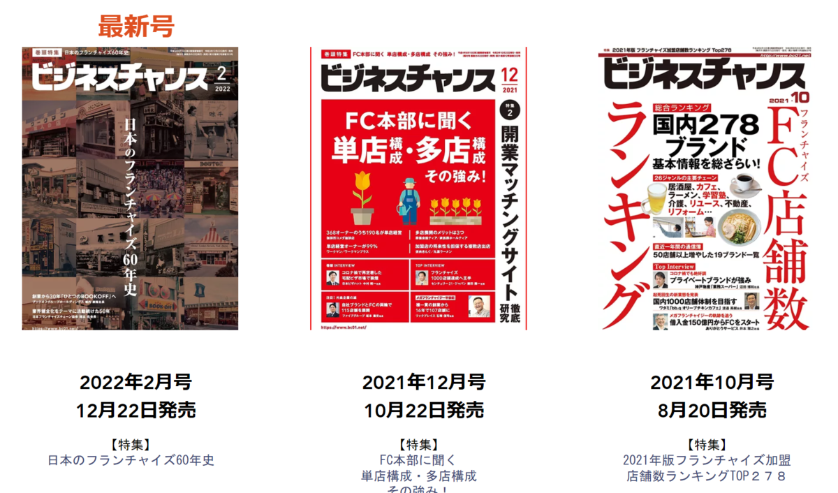 フランチャイズ雑誌ビジネスチャンス
