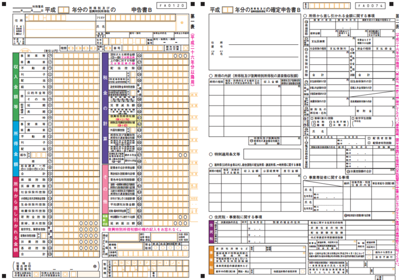 確定申告書B