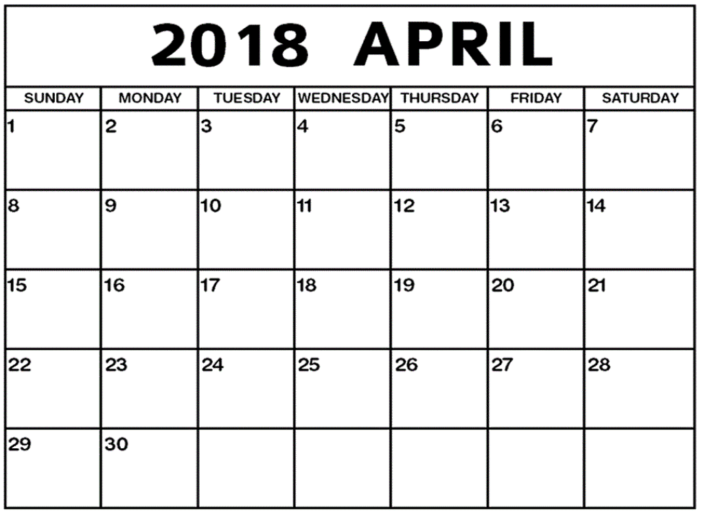 2018 calendar template pdf