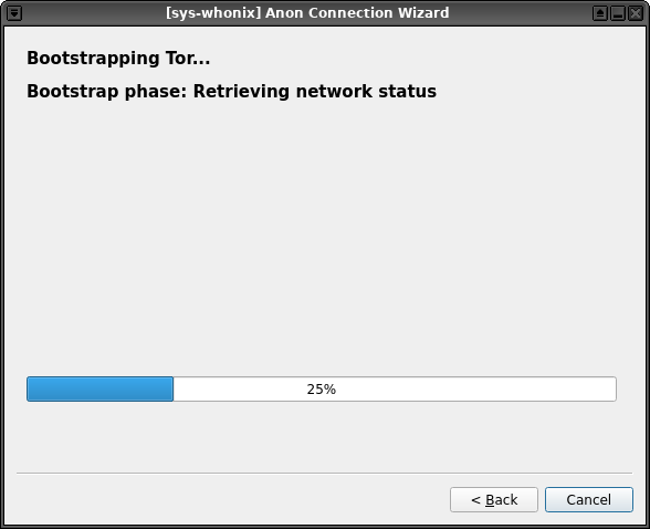 Torネットワークへの接続処理中